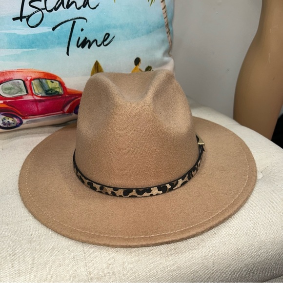 Tan Leopard Band Womens Fedora Hat 86010031Tn - Picture 5 of 12